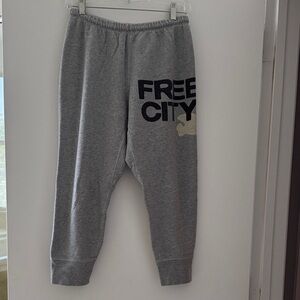freecity Gray Joggers with Bold Black FREE CITY Logo